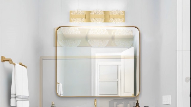 Image of Luxury Brushed Gold Bathroom Vanity Light with High CRI 90+ LED for True Colors, 15W 6000K Cool White Modern Bathroom Lights Fixture Over Mirror for Makeup & Shaving