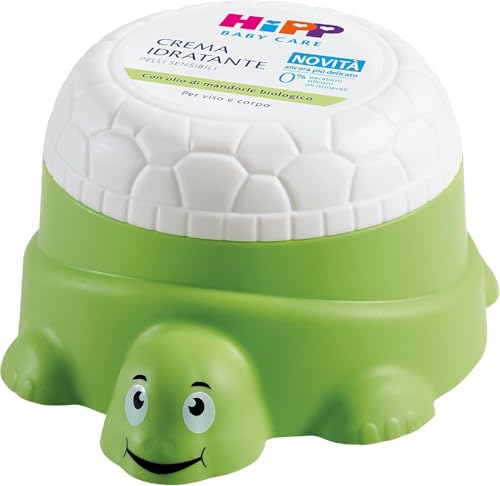 HiPP - Baby Care Crema Idratante Viso e Corpo per Neonati, a Forma di Simpatica Tartaruga, per Pelli Sensibili, con Olio di Mandorle Bio, 1 Pezzo da 100 ml