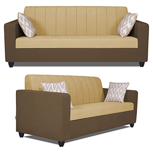 Image of Adorn India Rio Highback 3+1+1 5 Seater Sofa Set (Brown & Beige) (3 Year Warranty)