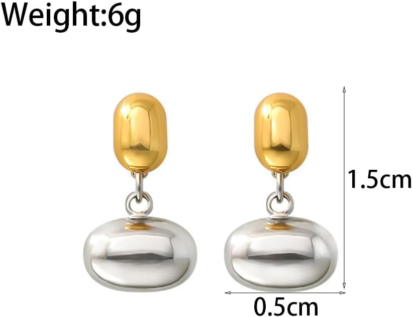 Two Tone Dangle Earrings for Women,Trendy Oval Geometric Chunky Teardrop Drop Earrings,Unique Birthday Friendship Gift Jewelry Accessories - Image 4