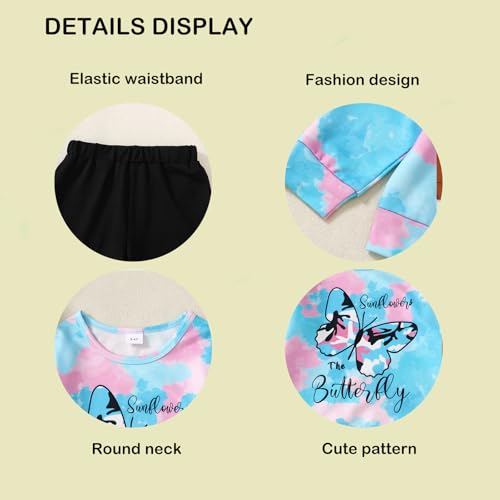 Image of Girls Clothes,Girls Fall Clothes Tie Dye Sweatshirt and Spliced Sweatpants 2pcs Girls Clothing Set 5-14t