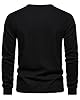 MakingDa Henley T Shirt Mens Long Sleeve Slim Fit Waffle Grandad Collar 4 Button Jumper Tops Smart Casual Collarless Shirts-Black-L #2