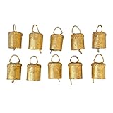 Pasotim 10個 ヴィンテージハンギングベル クリスマスデコレーション ベル ホームデコレーション用 カウベルデコレーション ロープ付き スタイルB 使いやすい