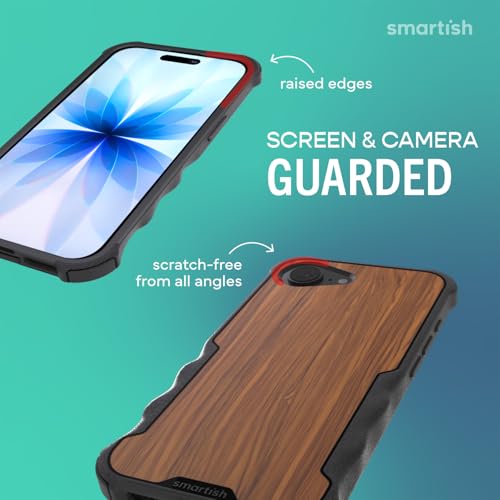 Image of Smartish iPhone 17e /16e MagSafe Case - Gripzilla Protective Magnetic Case for Men [Rugged + Tough] Military Grade Heavy Duty Grip Armor - Drop Tested for iPhone 17e /16e - Walnut Woods