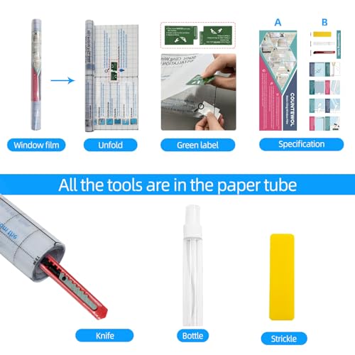 COUNTEWOL Blackout Window Film?Sun Blocking Window Privacy Cover for Glass Removable Darkening Dark Black Out Window Cover Tint Shades for Home Day Sleep Light Blocker? Black Rainbow 17.5 x 78.7 in?