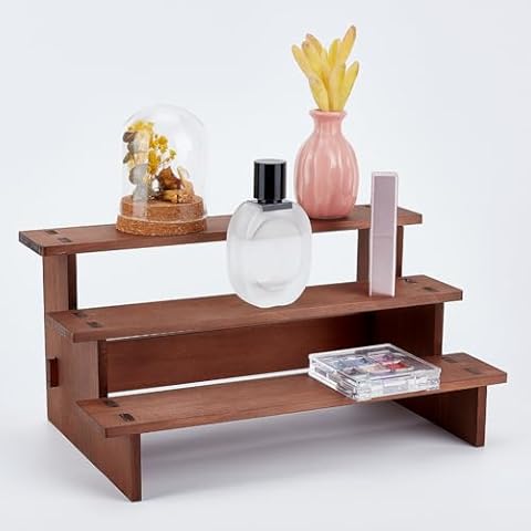 NBEADS 3-Tier Wooden Display Riser Shelf Cover