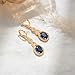 Vuskdtei 18K Gold Plated Hollow Swirl Cross Oval Navy Sapphire Gemstone Dangle Earrings for Women, Hypoallergenic Cubic Zirconia Earrings, Elegant CZ Drop Earrings, Statement Jewelry Gifts Party Fashion (OBS0470-Navy)