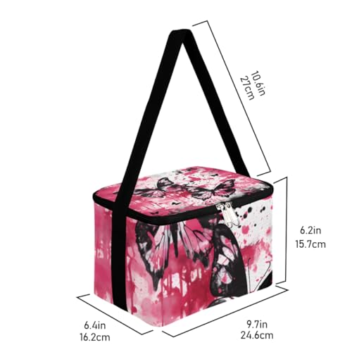 Lunch Bags for Women Men 9 Cans,Butterflies Hot & Cold Food Delivery Bag Insulated Grocery Bag Insulated Lunch Box Butterfly Painting Cooler Bag for Office Work Picnic Beach