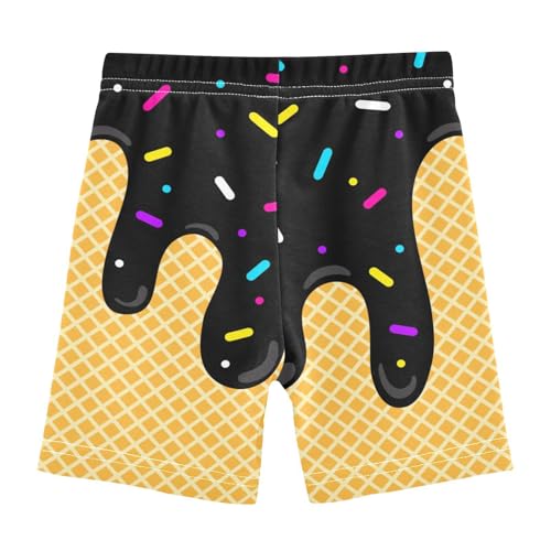 Black Ice Cream Girls Shorts Size 8 Elastic Cotton Girls Running Biker Shorts Dance Tumbling Athletic Gymnastics Yoga Pants for Kids2