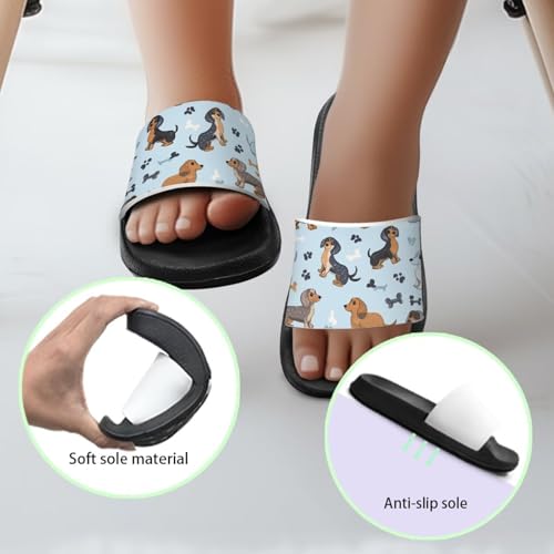 Cugasmaru Unisex-Slides für Mädchen und Jungen, bequeme Hausschuhe, rutschfest, Duschschuhe, modisch, dick, für drinnen und draußen, Geschenke, Dackel, 5 Big Kid