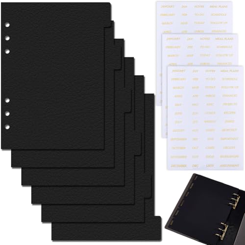 Separadores de carpeta A5 con pestañas negras y protector de hojas texturizado