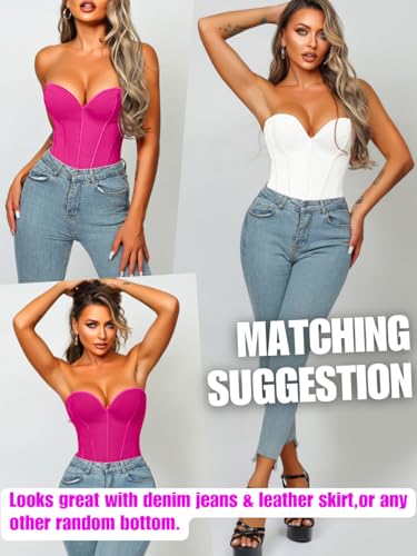 Image of ChiaoLezhee Heart Corset Top For Women, Sexy Concert Outfits Going Out, Strapless Crop Top, Overbust Bustier