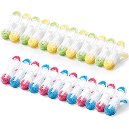 Romon Pinzas Ropa, 24 Pinza Tender Ropas, Pinzas Ropa Que No Dejan Marca Silicona Ropa Antideslizante, Pinzas para Bolsas de Alimentos Ropa Clips Plástico Fuerte para Espacios Interiores Exteriores