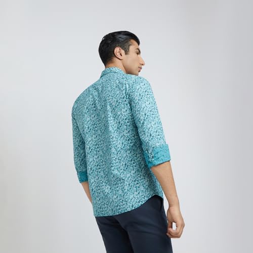 Image of Parx Men's Pure Cotton Print Pattern Slim Fit Semi Cutaway Collar Full Sleeve Casual Shirt