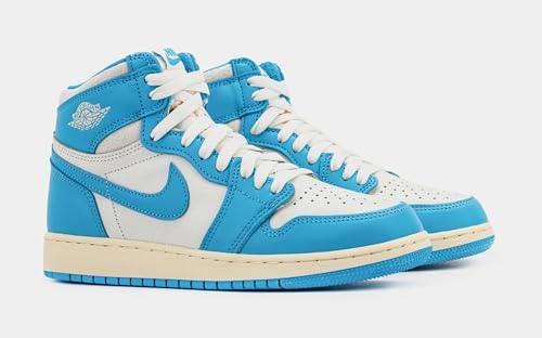 Air Jordan 1 Retro High OG UNC Reimagined Grade School Lifestyle Shoes (Dark Powder Blue/Dark Blue/Sail)4