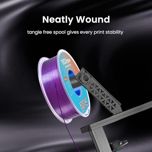 Image of Tri Color Silk PLA Filament 1.75mm Blue Purple Black 1KG, Shiny High Gloss Finish, Seamless Color Transition, Neatly Wound, Accuracy + /-0.02mm Vacuum Packaging