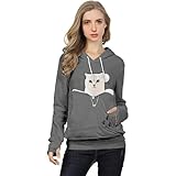 XUDREZ Unisex Big Pouch Hoodie Long Sleeve Pet Dog Holder Carrier Sweatshirt Hooded Pocket Kangaroo Hoodie (Dark Grey, XL)