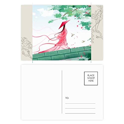 Carte postale aquarelle de fleur multicolore style chinois de haute qualité pour collection