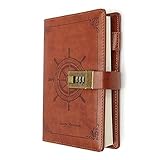 B6サイズのクリエイティブとレトロのロック 暗号付きノートブック(ブラウン)