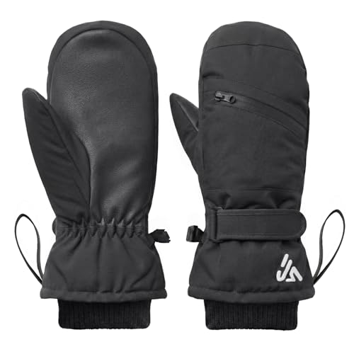 Forbabe Winterhandschuhe Skihandschuhe Herren Damen Jugendliche, Warme Winddichte wasserdichte Handschuhe Mit wasserdichte Reißverschlusstasche, Fäustlinge Herren für Skifahren Wintersport (M)