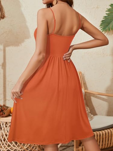 Image of YATHON Summer Casual Dress for Women 2025 Vacation Beach Dresses Adjustable Spaghetti Strap Sundress with Pockets