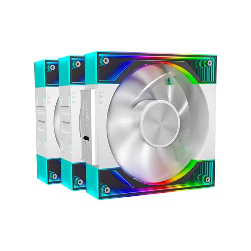 Image of Ant Esports QuartzFlow 3-In-1 120mm ARGB Stackable Case Fan Kit with Forward /Reverse Switch and Wire Free Daisy Chain - White