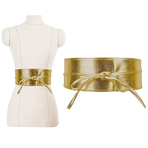 Women's Obi Soft PU Leather Fashionable Waistbelt Bow Tie Wrap Bowknot 95mm Wide3