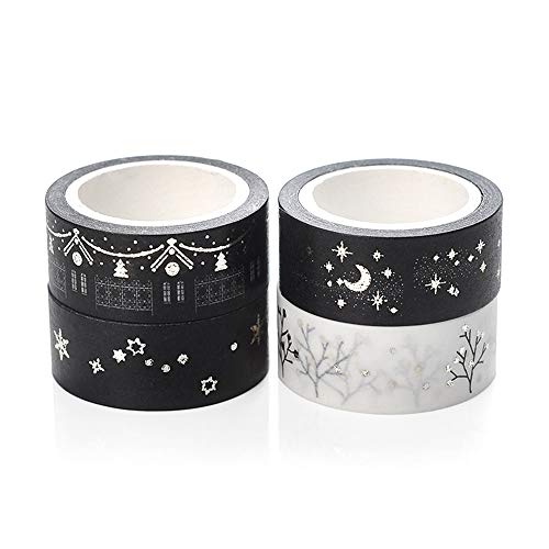 15mm * 5 m Folha De Ouro/Folha De Prata Impresso Padrões Washi Fita Adesiva Fitas Adesivas de Papel