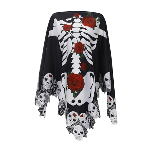 Capa con capucha de encaje de Halloween, capa de esqueleto misteriosa, gótica, a la moda, cómoda, para fiesta de Halloween, disfraces de Halloween, disfraz de fiesta