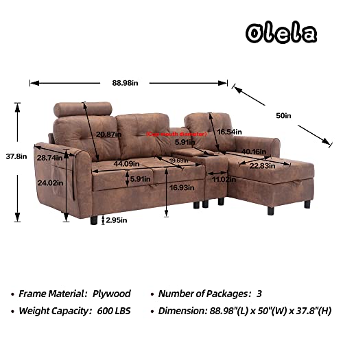 Olela L Shaped Couch,Microfiber Fabric Modular Sectional Sofa Modern Convertible Storage Couches With Side Pocket Tufted Back For Living Room,Apartment (Coffee) #TOP1