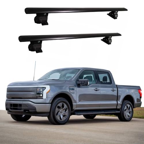 longyeauto Cross Bars Roof Rack Cargo Rack Luggage Bars Fits for Ford F-150 Lightning 2022-2025 Roof Racks Aluminum Crossbar Roof Rail Bar 2PCS (Black)