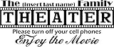 Theater Decal, Personalized with Your Last Name, Walls with Style (Large 40' Long by 17' Tall, All Black)