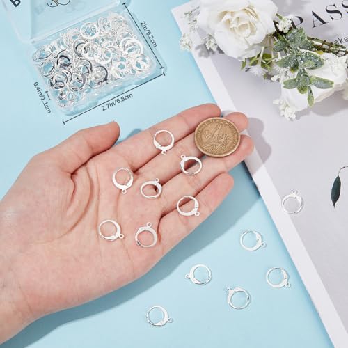 Beebeecraft 1 Box 100Pcs Round Leverback Earring Hooks 925 Sterling Silver Plated 304 Stainless Steel French Huggie Hoop Earring Findings for Jewellery Making DIY Crafts - Image 3
