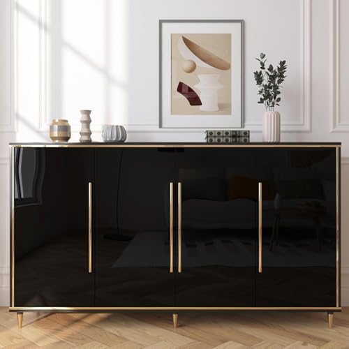Image of CREON Glossy Black Peel and Stick Wallpaper Waterproof Easy to Clean Roll Decorative Kitchen Cabinet Table Closet (in 12X60, Black Glossy WP)