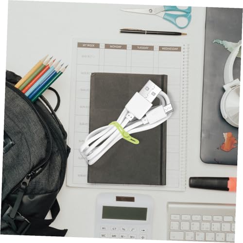 20 piezas de bridas reutilizables de silicona para organización de cables, correas para gestión de cables en escritorio miniatura 6