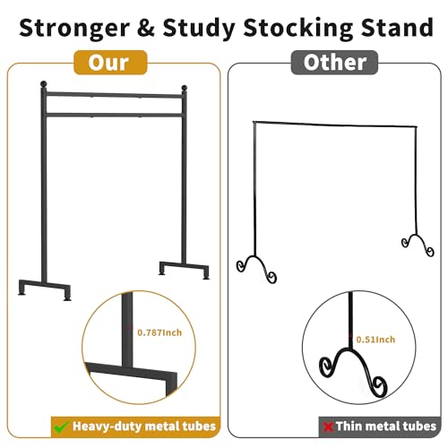 Livilord Christmas Stocking Holder Stand with 8 Hook, Heavy Duty Freestanding Christmas Stocking Stand for Floor, Metal Holiday Decor Hanger Display for Fireplace Xmas Holiday Decoration - Thumbnail 4