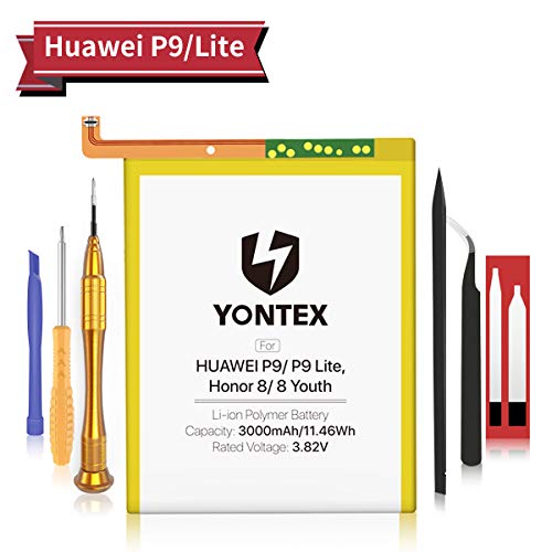 YONTEX Batterie HB366481ECW Compatible avec Huawei P20 Lite P9 Lite P10 Lite Honor 8 8 Youth 3000mAh Batterie Li-ION Interne Batterie de Remplacement Batterie Origine avec Kit dOutils de Réparation