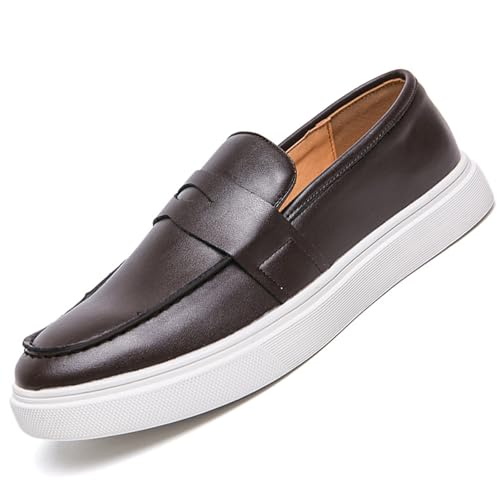 Men's Casual Dress Loafers & Slip-Ons Shoes Classic Hands Free Penny Formal Loafers Lightweight PU Leather Round Toe, Non Slip Business Shoes