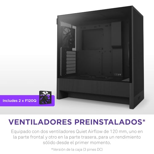 Miniatura 6 de NZXT H5 Flow - Carcasa compacta ATX Mid-Tower para PC Gaming - Alto Flujo de Aire - 2 Ventiladores de 120 mm incluidos - Soporte de radiador Frontal de 360 mm y Superior de 240 mm - Negro