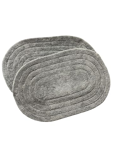 Image of My Home Cotton Door Bath Mat Super Soft Non Slip Mats for Bathroom, Door,Large, Pack of 2 (Oval Solid Grey)