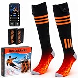 Beheizbare Socken mit 6000 mAh Akku & App, 9,5 Std. Heizdauer, 45–75 °C Stufenlos Einstellbar, Schnellheizmodus, Wiederaufladbare Heizsocken Beheizte Socken für Herren/Damen, für Ski, Wandern & Jagd