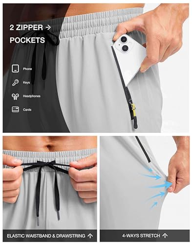 Image of Pudolla Men's Lightweight Hiking Pants Quick Dry Outdoor Sweatpants with Zipper Pockets for Athletic Workout Casual Travel