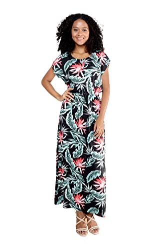 Image of Hawaii Hangover Women's Hawaiian Cap Sleeve Maxi Dress Signature Prints | Cap Sleeves; Maxi Length; Soft Rayon Fabric; Signature Tropical Prints; Resort Vacation Style