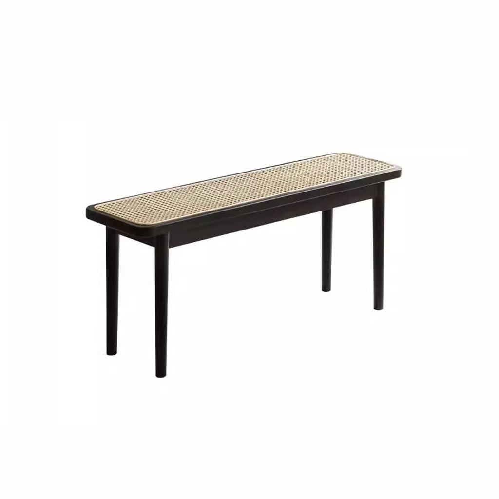 Tabouret de chevet moderne en rotin noir et banc en bois massif pour maison