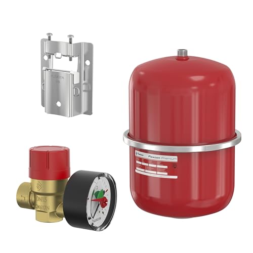 Flamco Kit d'installation avec vanne de sécurité pour vase d'expansion rouge 18L et support mural pour une installation complète France 26054