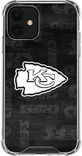 Skinit Clear Phone Case Compatible with iPhone 12 Mini - Officially Licensed NFL Kansas City Chiefs Black & White Design