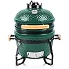 Fire Mountain 15" Mini Ceramic BBQ Kamado Grill - Egg BBQ, Fitted Cover, Portable Charcoal Barbecue Grill with Stand, Charcoal Barbecue, Oven and Smoker, Green