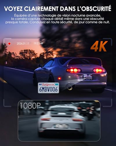 iZEEKER Dashcam Voiture 3 Canaux 4K avec SD 32 G, WiFi 6 Caméra Embarquée – vue 5