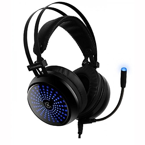 COX CH30 Illusion 7.1 - Auriculares de Diadema para Videojuegos con LED Azul, Color Negro