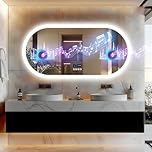 LUVODI Miroir Salle de Bain Ovale: 120x60cm Miroirs LED Mural avec Éclairage Lumineux Antibuée Bluetooth Miroirs Toilette 4 Tactile avec Horloge et Prise